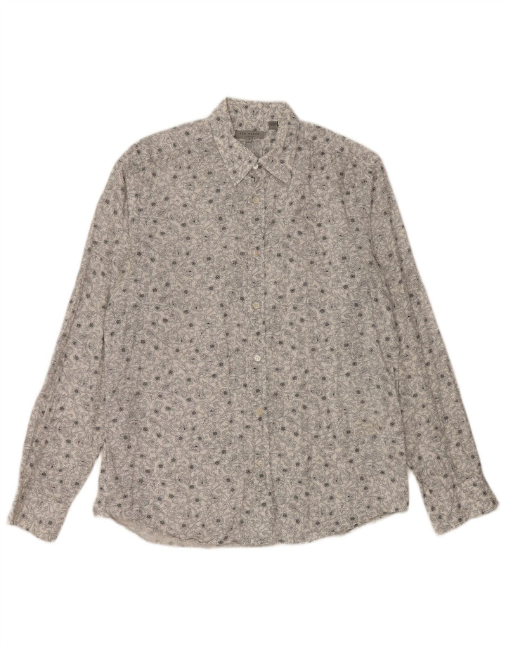 TED BAKER Chemise Homme Taille 3 Coton Floral Blanc Moyen
