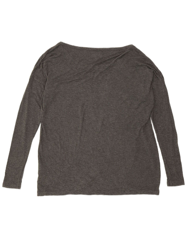 Gaudi Womens Oversized Graphic Top Long Sleeve UK 10 Small Grey Viscose