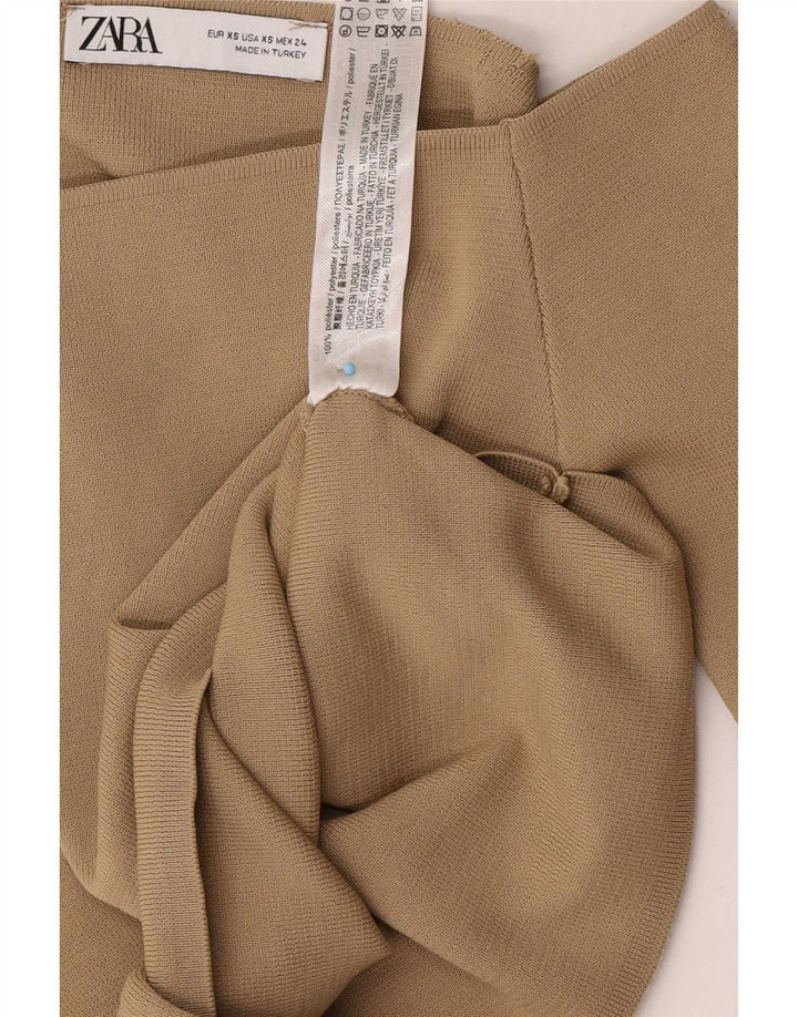 Zara Femme Haut court à épaules dénudées UK 4 XS Beige Polyester