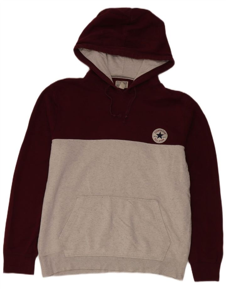 Converse Pull à capuche pour homme en coton color block Gris Taille L