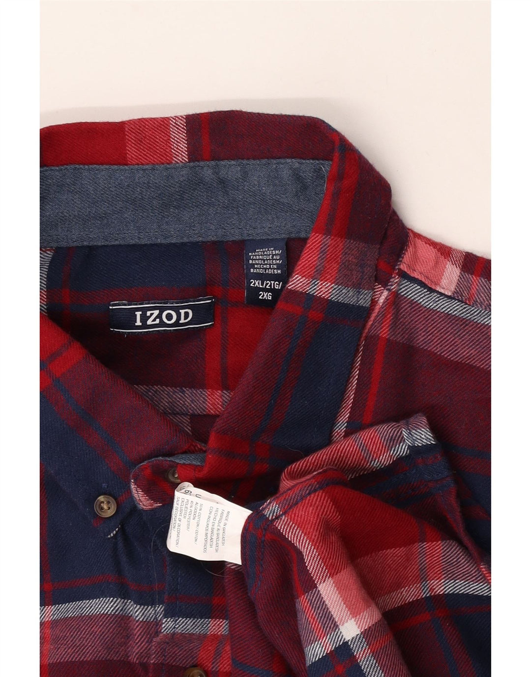 Izod Chemise en flanelle pour homme 2XL en coton à carreaux rouges