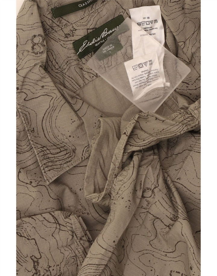 Eddie Bauer Chemise coupe classique pour homme à motif abstrait en coton beige