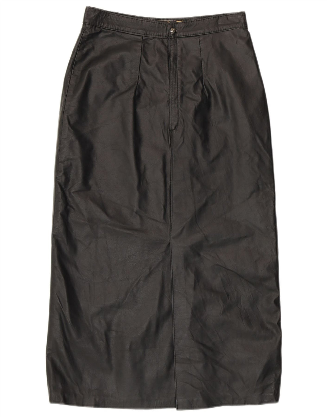 vintage Femme Taille Haute Jupe En Cuir EU 42 Grand Cuir Noir