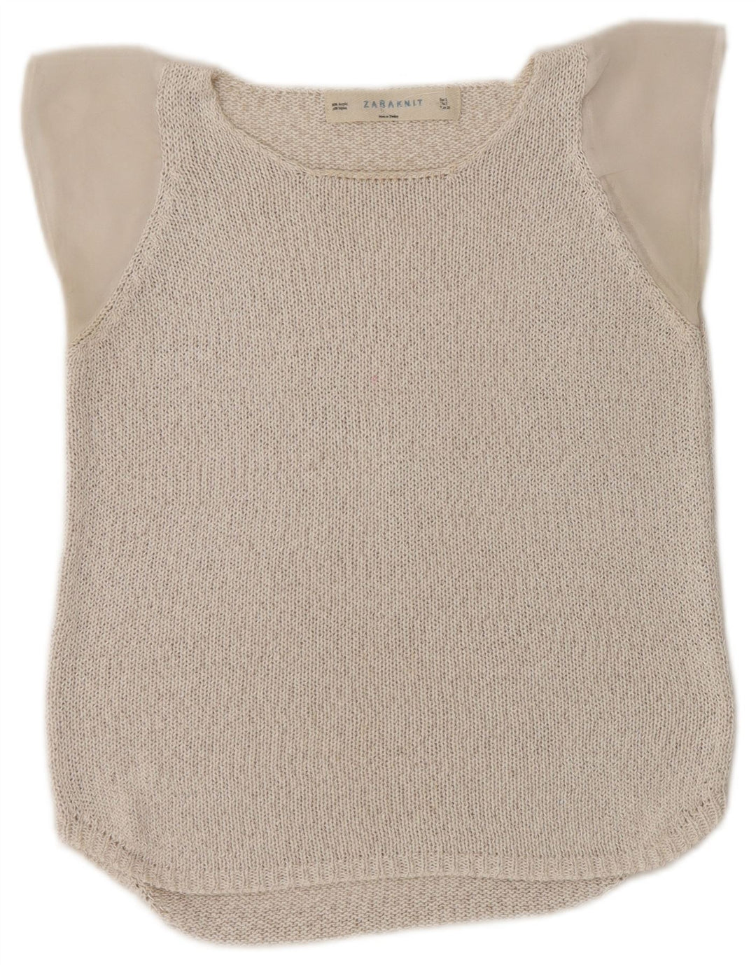 Zara Womens Knit Blouse Top UK 10 Petit Beige