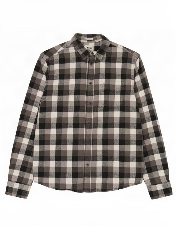 Wrangler Chemise en flanelle coupe régulière pour homme Petit gris à carreaux en coton