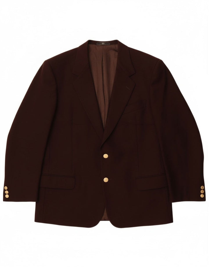 Valentino Veste Blazer 2 Boutons Homme IT 50 Large Marron Laine