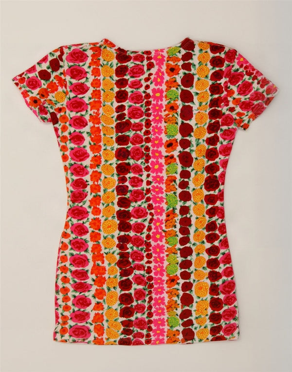 Benetton Robe T-Shirt Femme UK 10 Petit Floral Multicolore