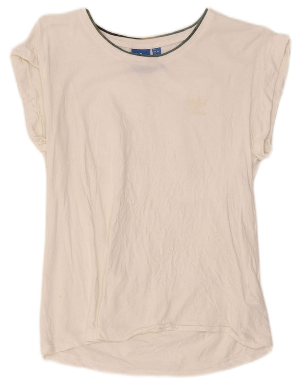 Adidas T-shirt graphique pour femme UK 12 en coton blanc moyen