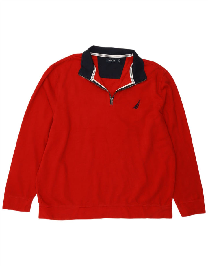 Nautica Sweat-shirt à col zippé pour homme 2XL Rouge
