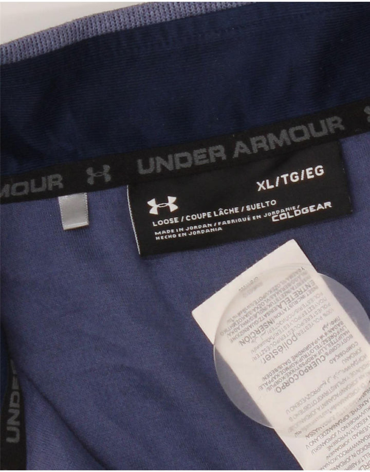 Under Armour Homme Zip Neck Pullover Survêtement Top XL Bleu Marine Polyester