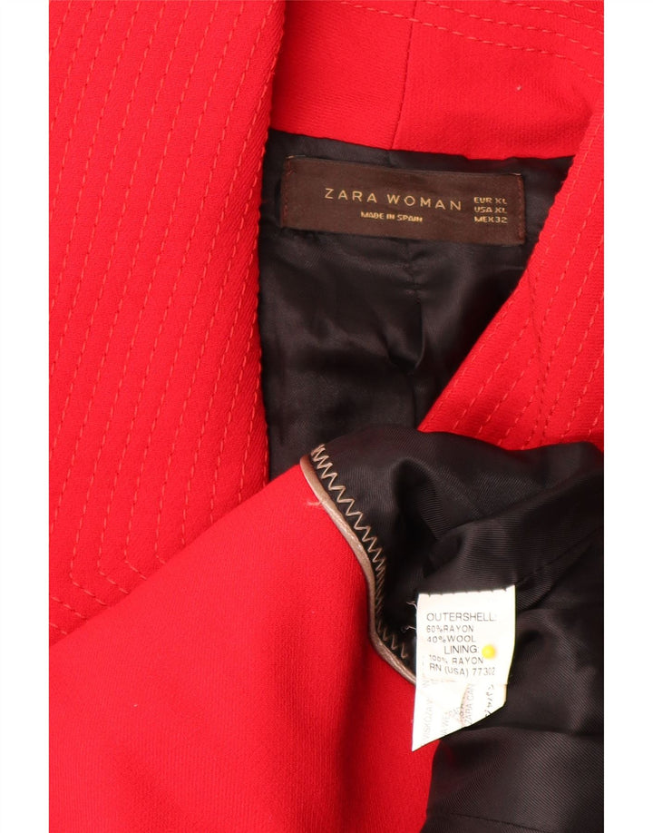 Zara Manteau court pour femme UK 18 XL Rayonne Rouge