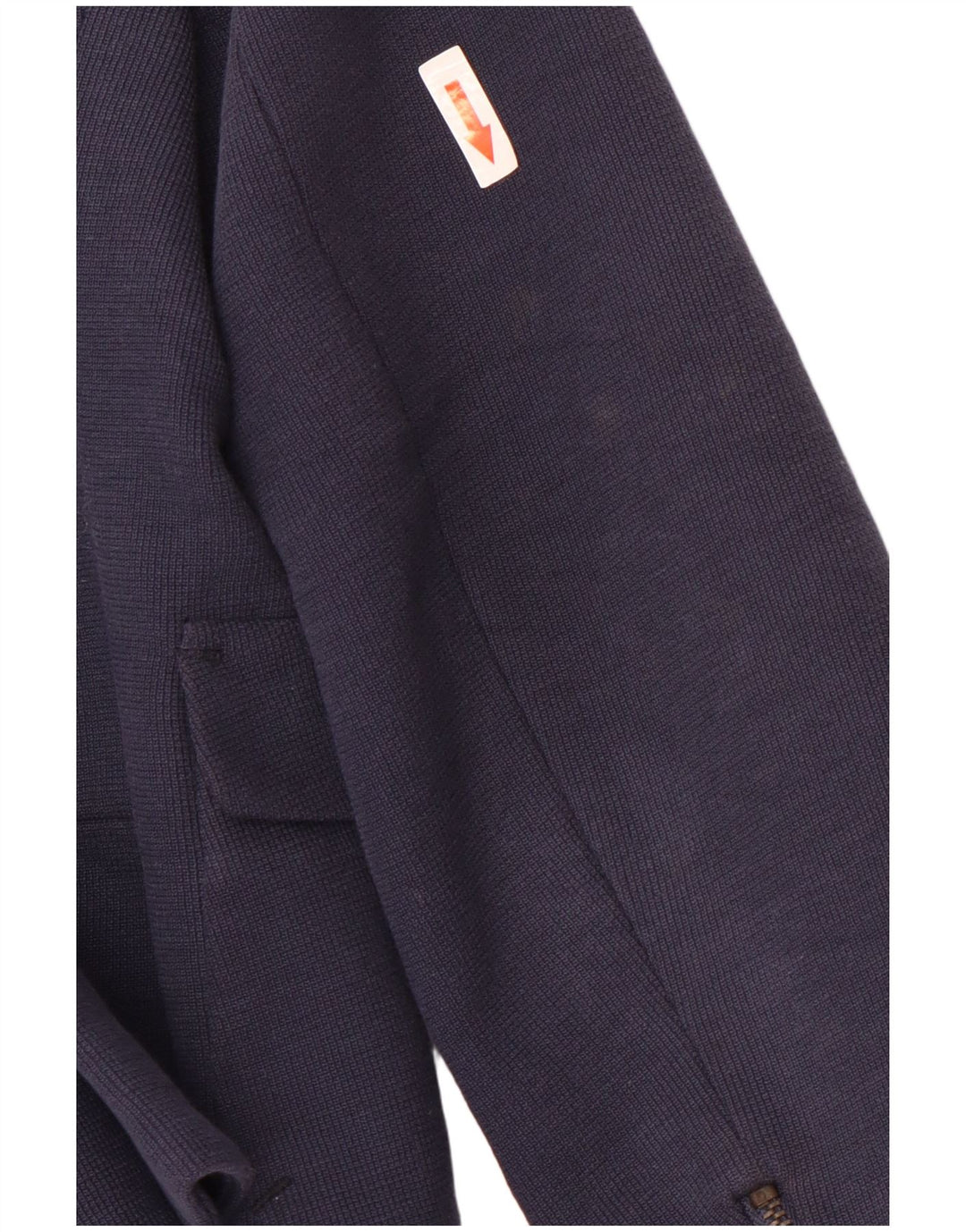 Zara Womens Crop 1 Button Blazer Jacket UK 14 Large Bleu Marine Coton