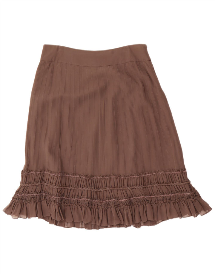 Fenn Wright Manson Jupe à volants pour femme UK 12 Medium W32 Soie marron