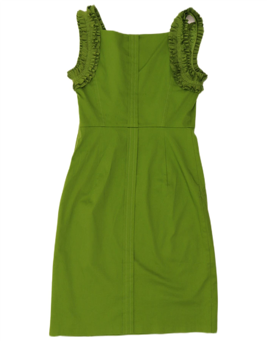 Ted Baker Robe fourreau sans manches à volants pour femme Taille 3 Coton vert moyen