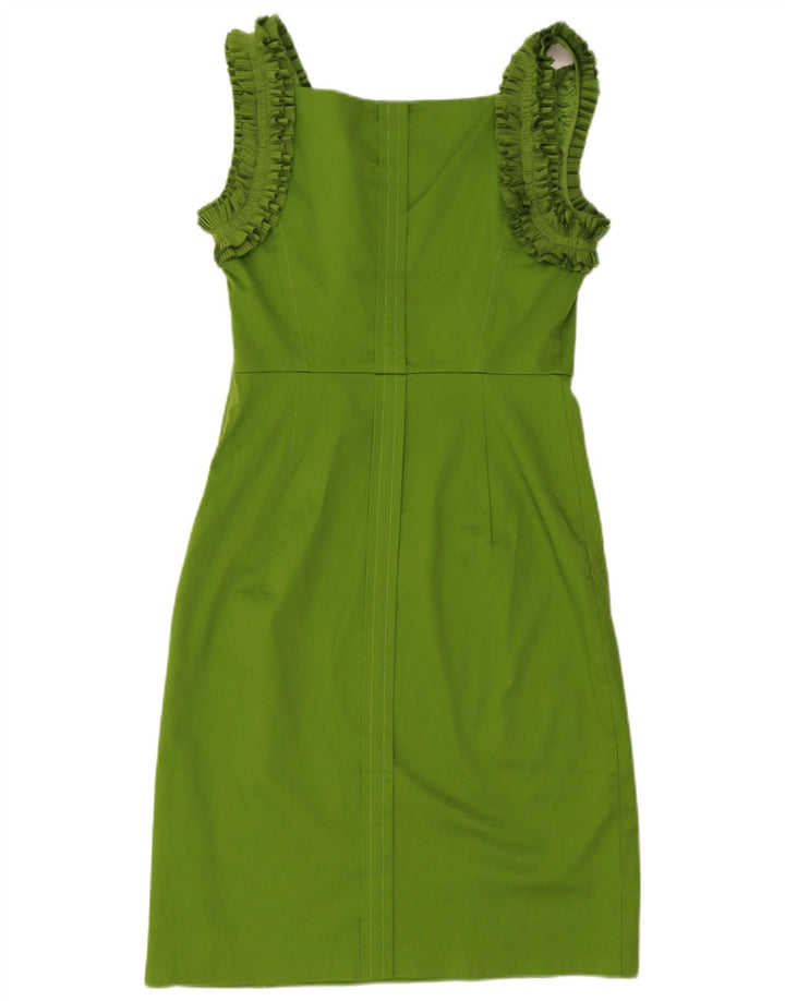 Ted Baker Robe fourreau sans manches à volants pour femme Taille 3 Coton vert moyen
