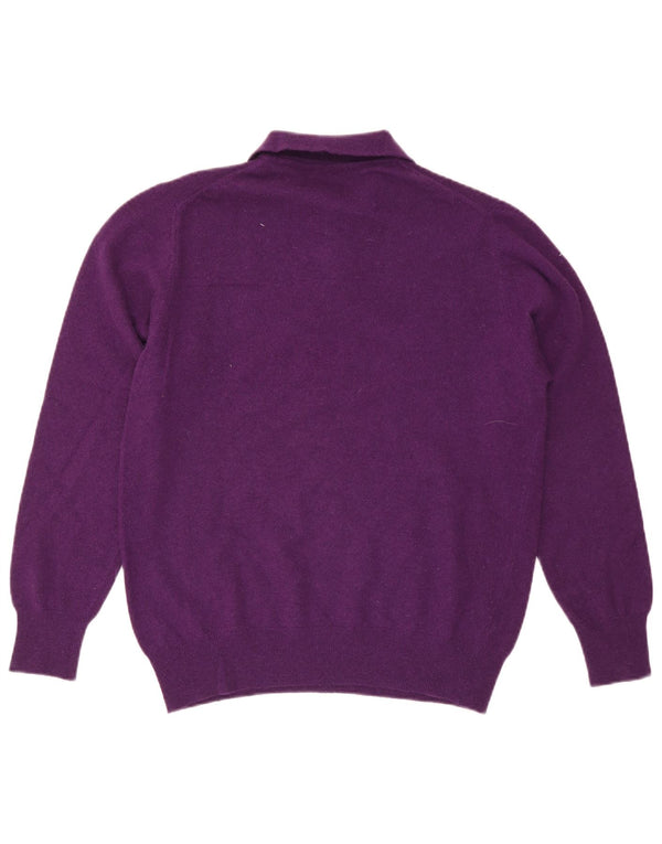 Benetton Pull à col polo pour homme IT 52 Large Violet Laine