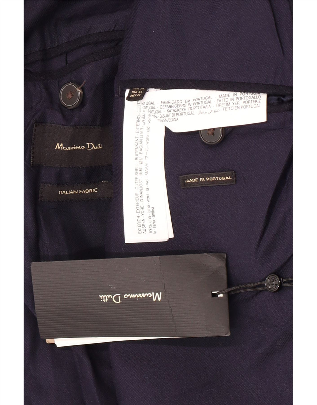 Massimo Dutti Veste Blazer 2 Boutons Homme EU 54 XL Bleu Marine Laine