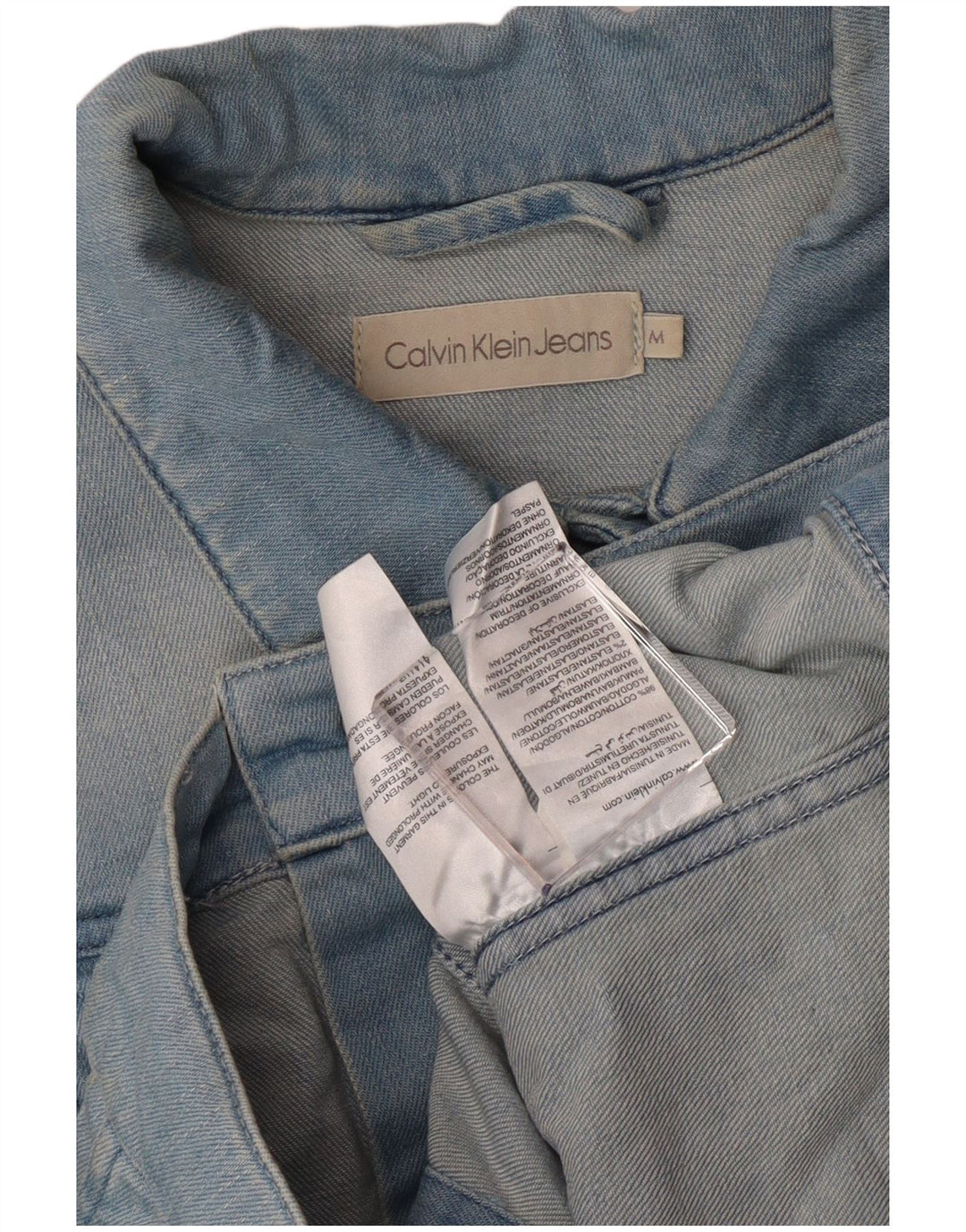 Calvin Klein Jeans Veste en jean courte pour femme UK 12 Bleu moyen Coton