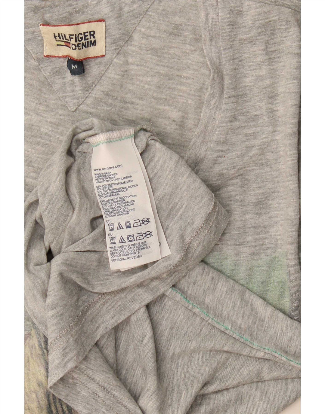 Tommy Hilfiger T-Shirt Graphique Homme Gris Moyen Moucheté Polyester