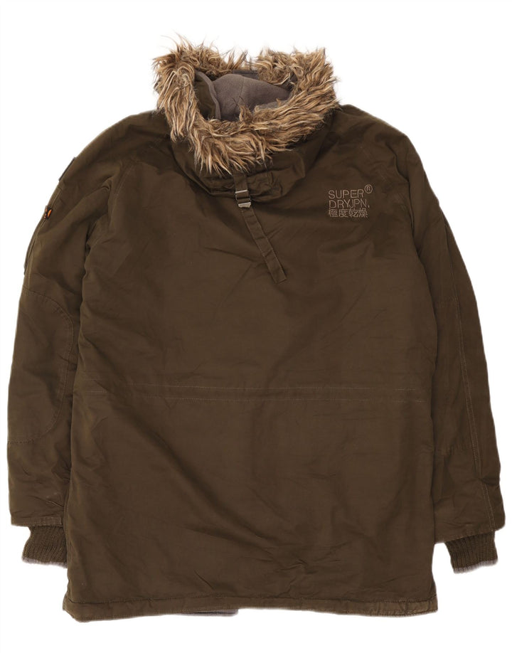 Superdry Parka à capuche pour homme UK 42 XL Kaki Polyester