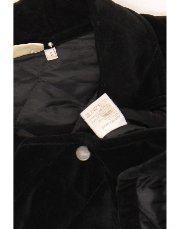 Andrea Mare Veste matelassée surdimensionnée en velours pour femme UK 10 Petit coton noir