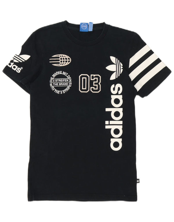 Adidas T-shirt graphique pour hommes, petit haut en coton noir