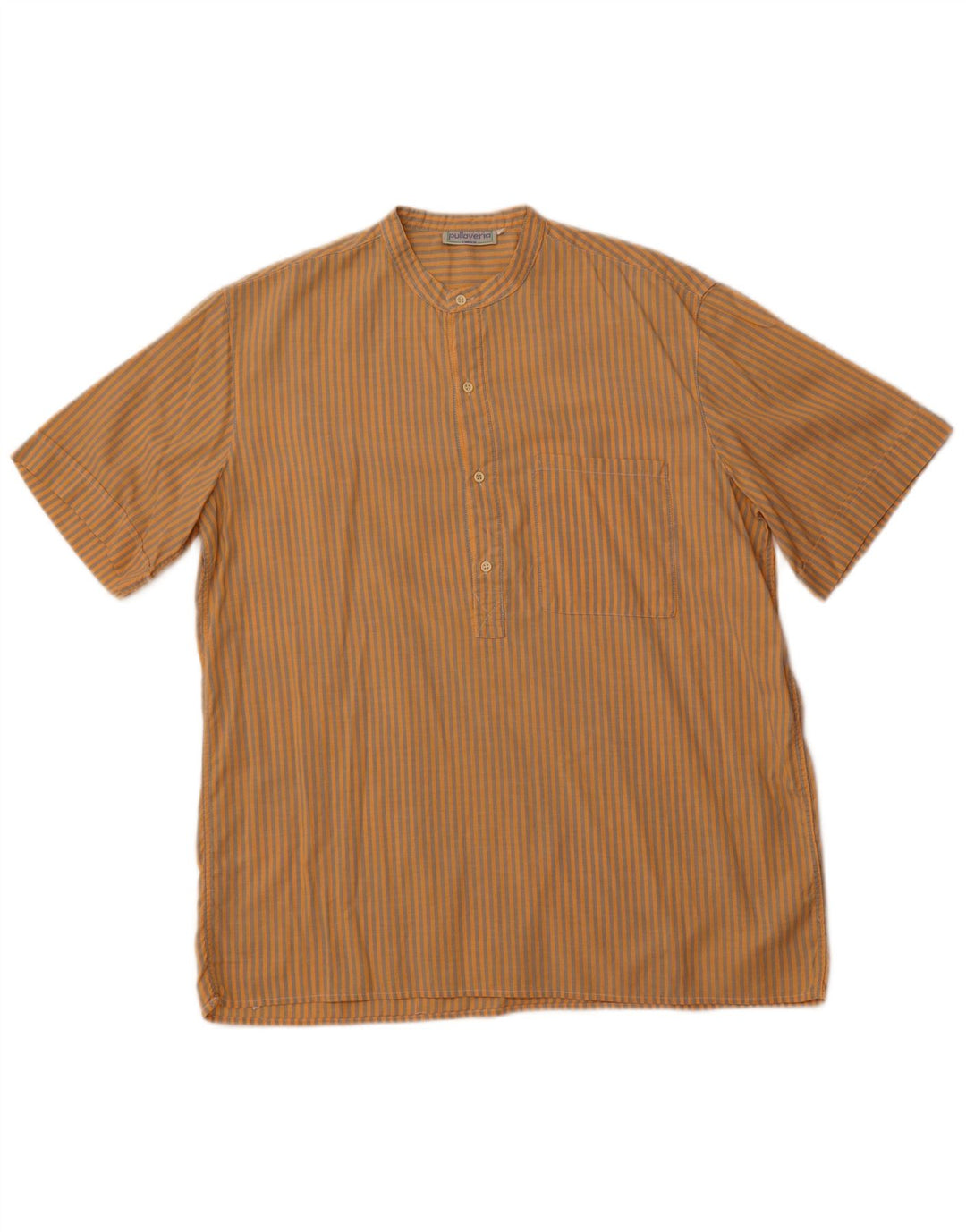 PULLOVERIA Chemise pull à manches courtes pour hommes, grandes rayures orange