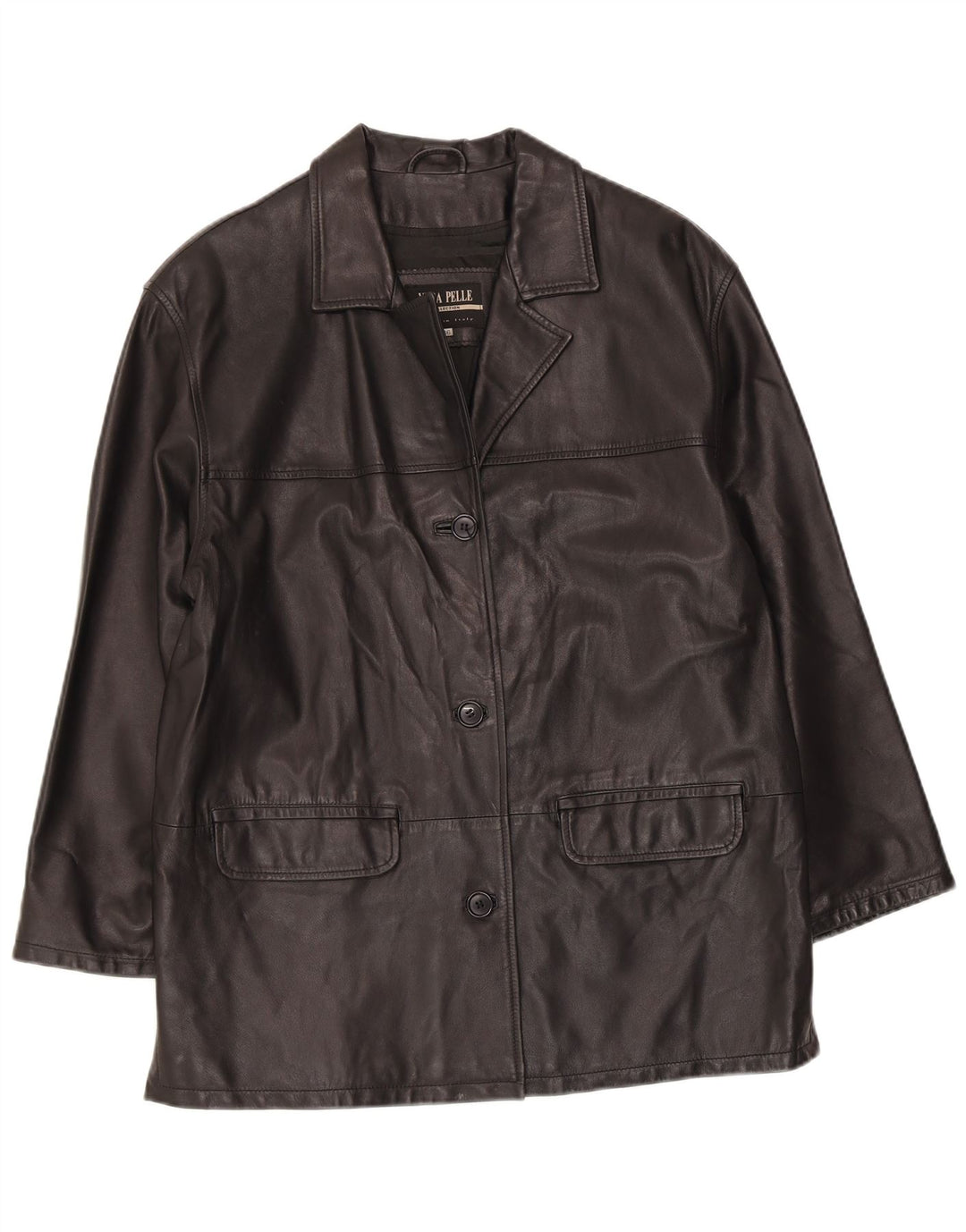 veste en cuir femme vintage IT 46 Grand cuir noir