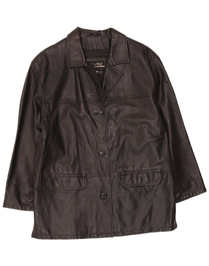 veste en cuir femme vintage IT 46 Grand cuir noir