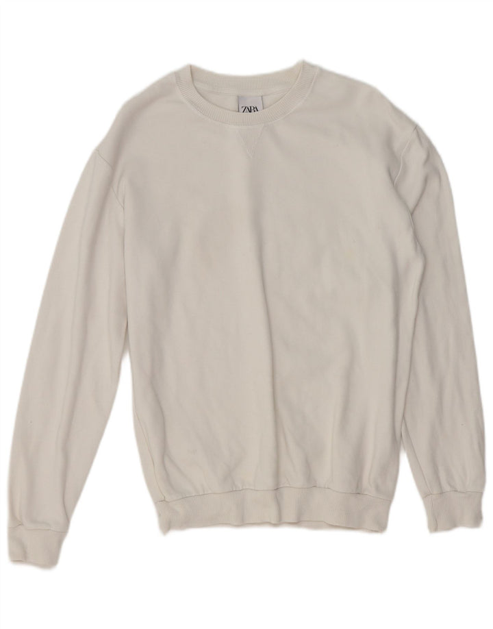 ZARA Homme Sweatshirt Jumper Moyen Blanc Coton