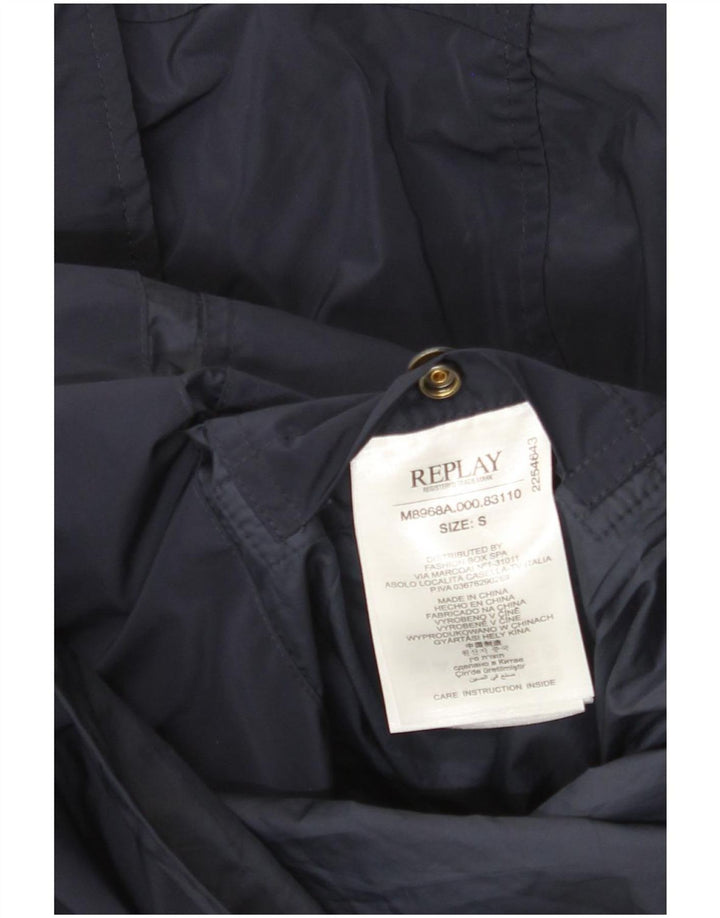 Replay Veste de pluie graphique pour homme UK 36 Small Bleu marine Polyester