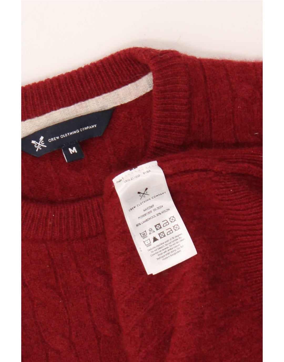 Crew Clothing Pull à col pour homme en laine d'agneau rouge moyen