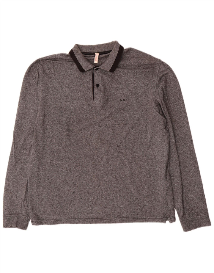 Sun68 Polo à manches longues pour homme XL en coton gris