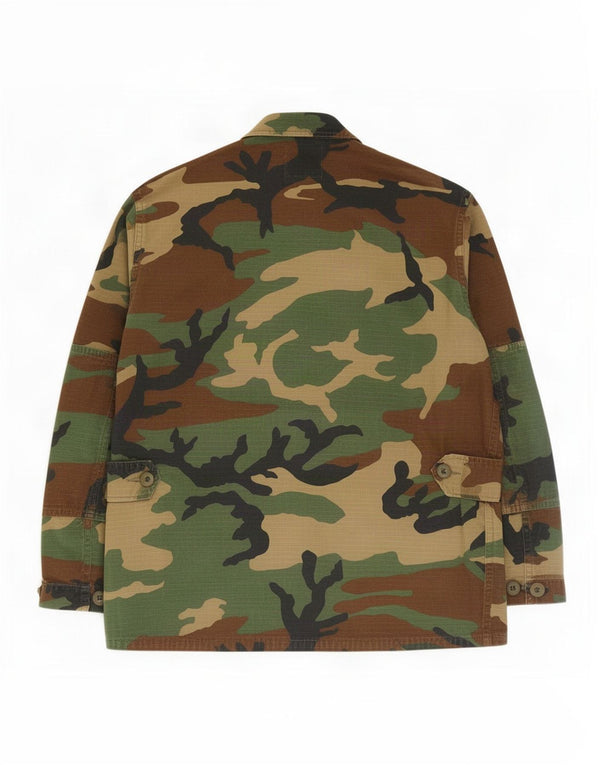vintage Mens Graphic Military Jacket UK 36 Petit Kaki Camouflage Coton