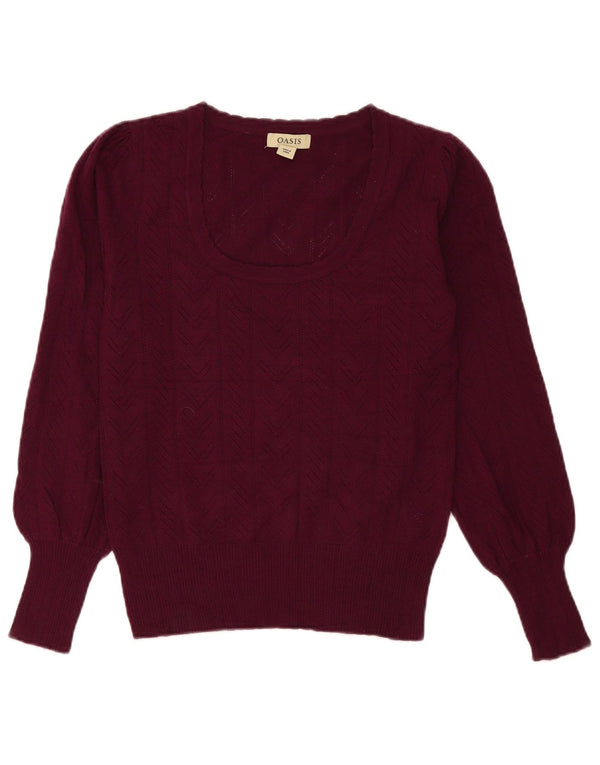 Oasis Pull col bateau pour femme UK 10 Petite Viscose Bordeaux