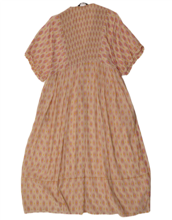 Zara Robe caftan pour femme UK 12 Medium Off White Ikat Viscose
