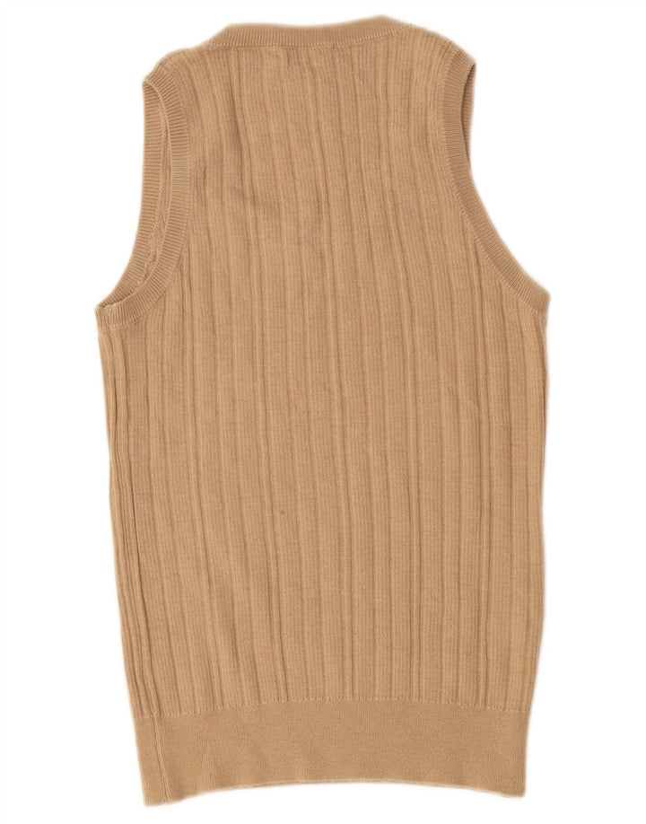 Benetton Chemisier sans manches pour femme UK 42 Laine beige moyen