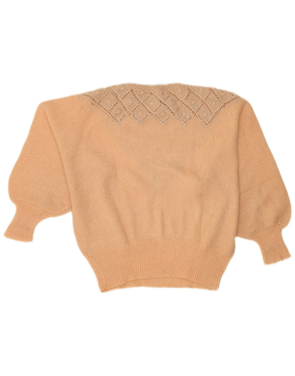vintage Femme Crew Neck Jumper Pull UK 18 XL Beige Argyle/Diamant
