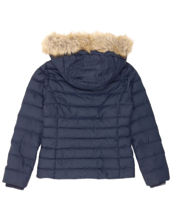 Tommy Hilfiger Veste matelassée à capuche pour femme UK 10 Small Bleu marine Polyester