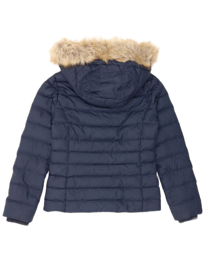 Tommy Hilfiger Veste matelassée à capuche pour femme UK 10 Small Bleu marine Polyester
