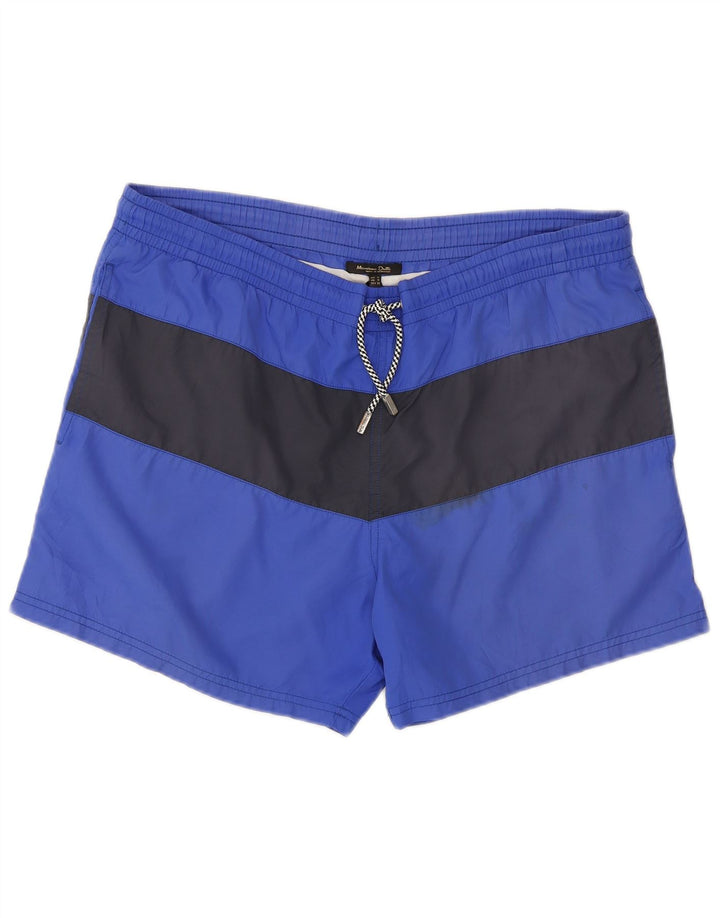 Massimo Dutti Short de Bain Homme Bleu Moyen Colourblock