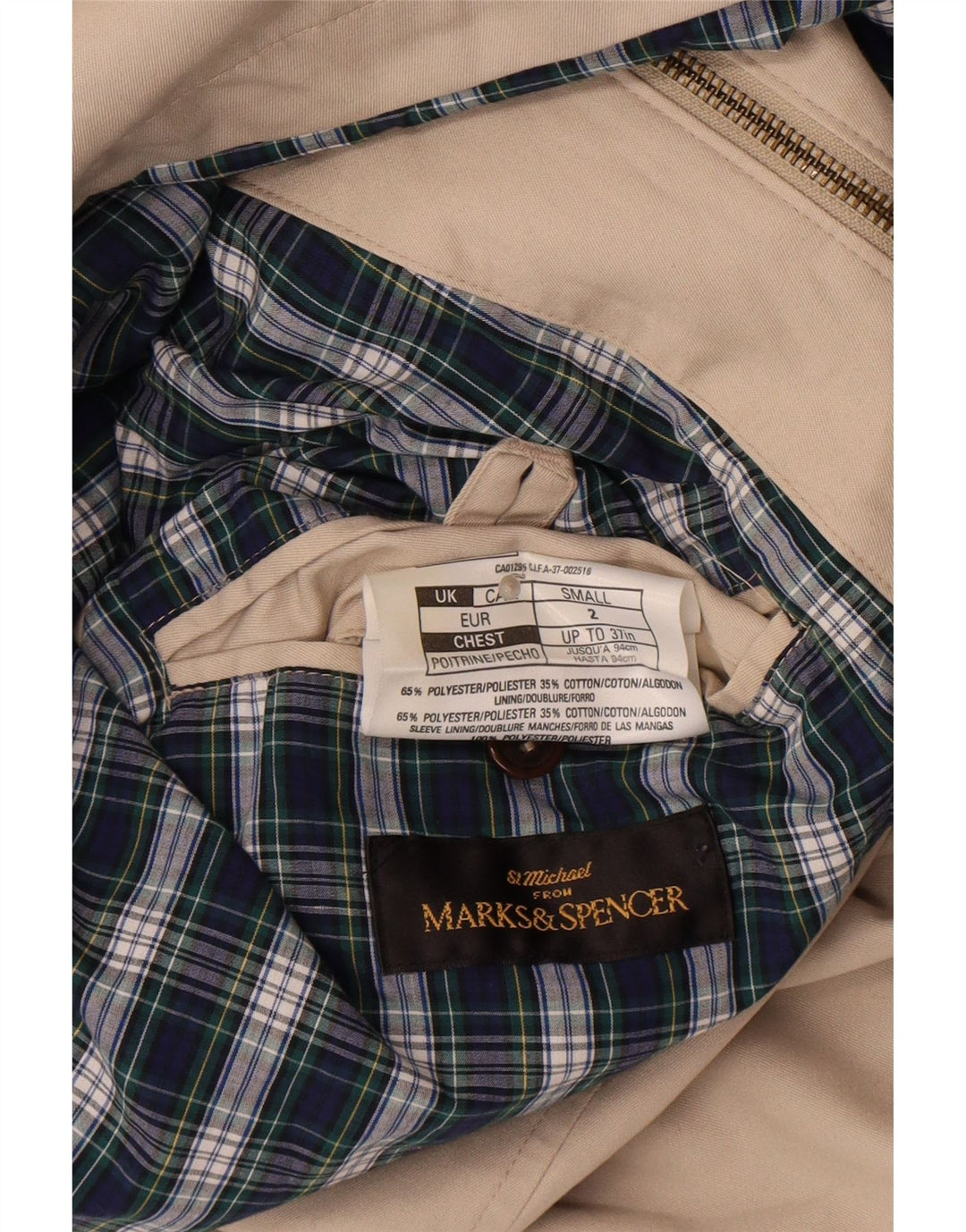 Marks & Spencer Veste Bomber Homme UK 36 Petit Beige Polyester
