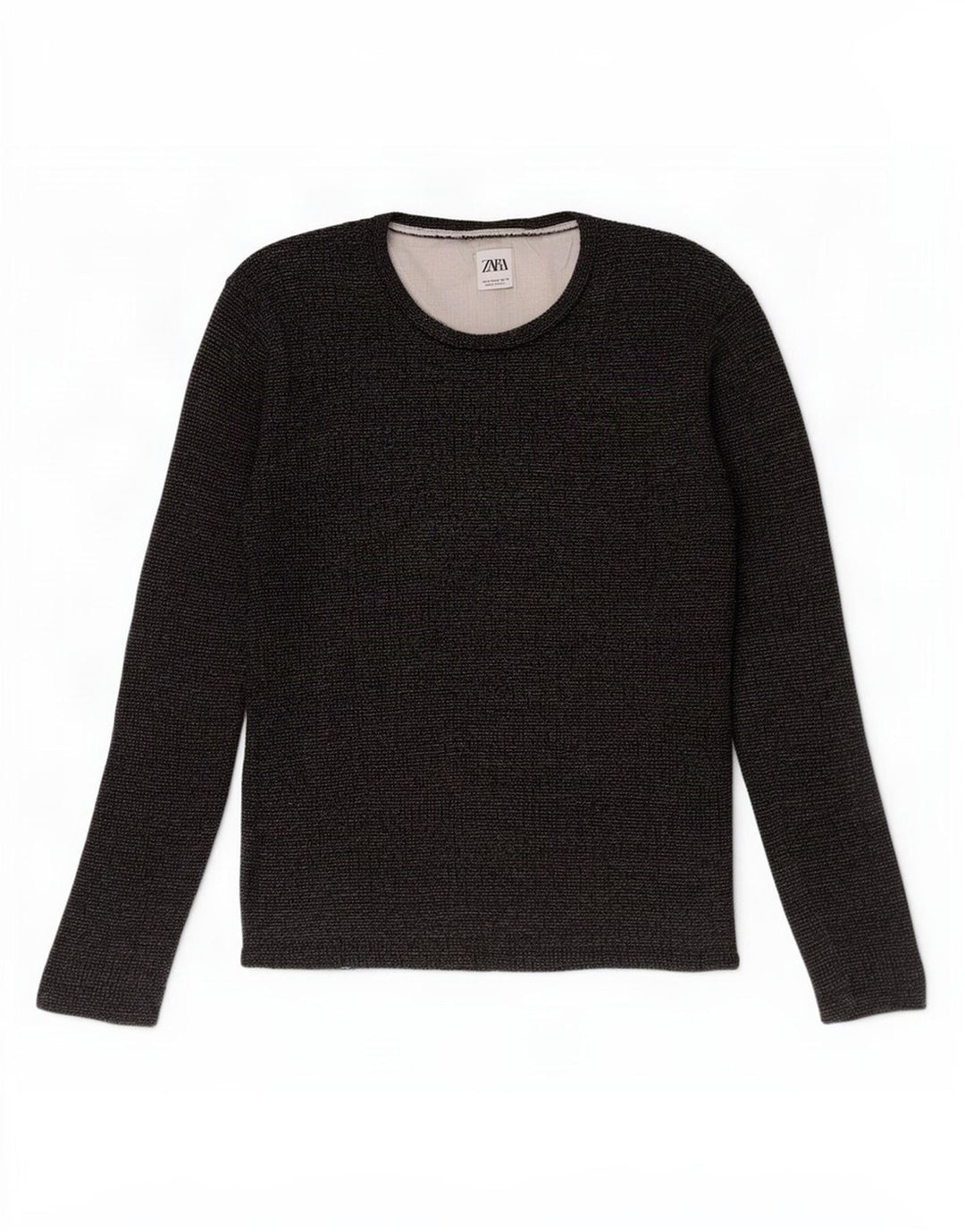Zara Homme Top Manches Longues Coton Bleu Marine Moyen