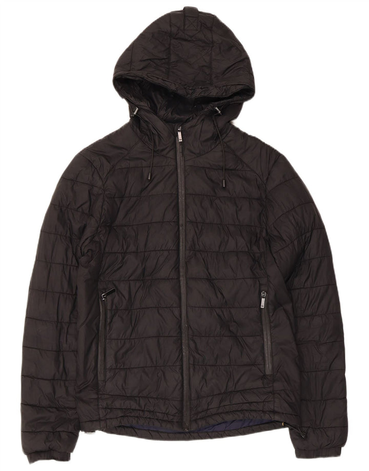 ZARA Veste matelassée à capuche pour homme UK 36 Small Noir