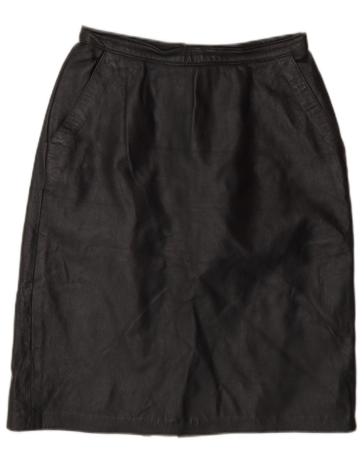 VINTAGE Jupe en cuir femme W24 XS Noir