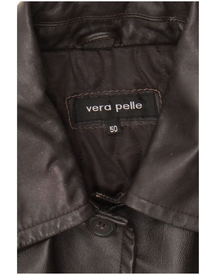 Manteau en cuir femme vintage IT 50 XL Cuir marron