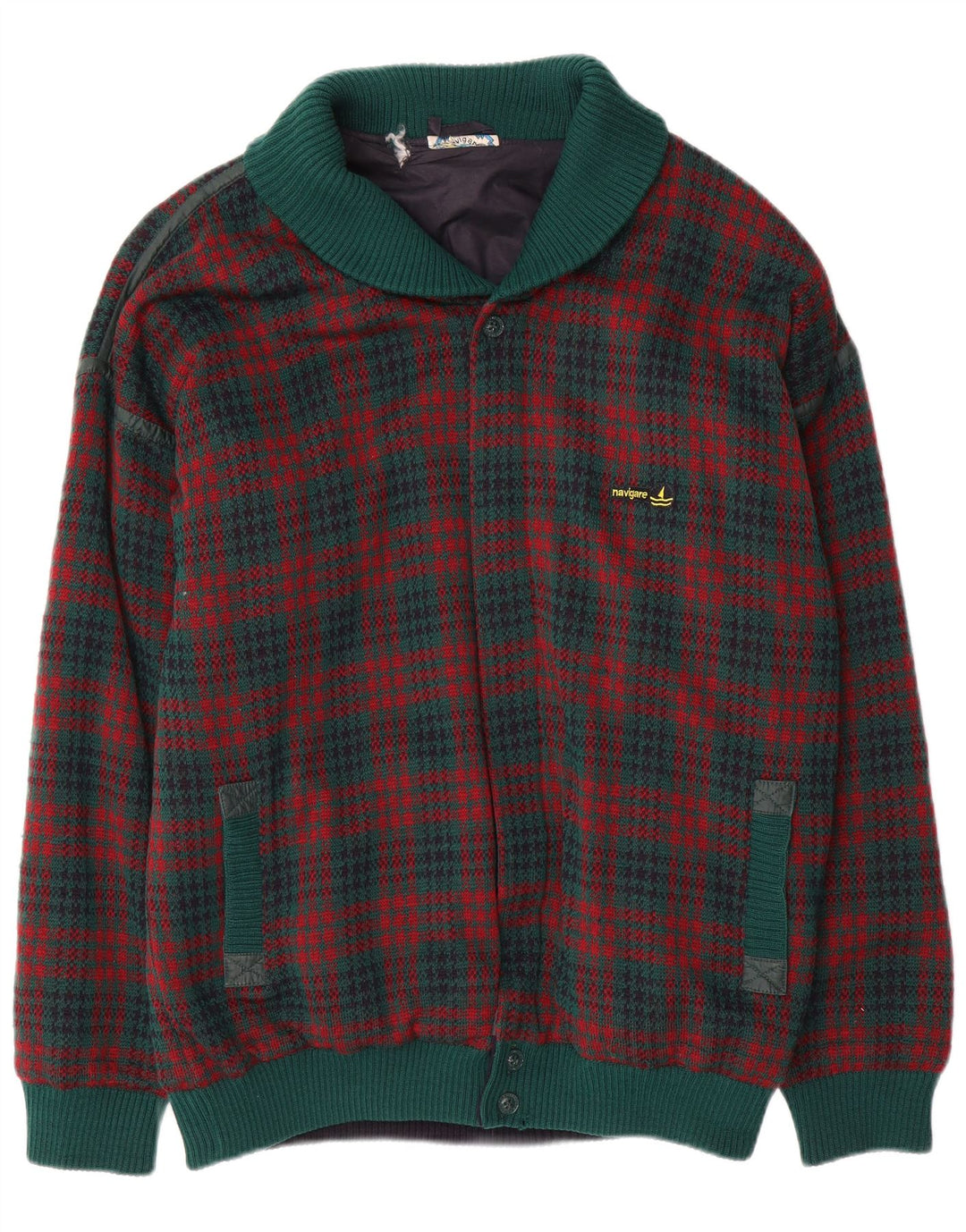 NAVIGARE Pull Cardigan Homme XL Carreaux Verts