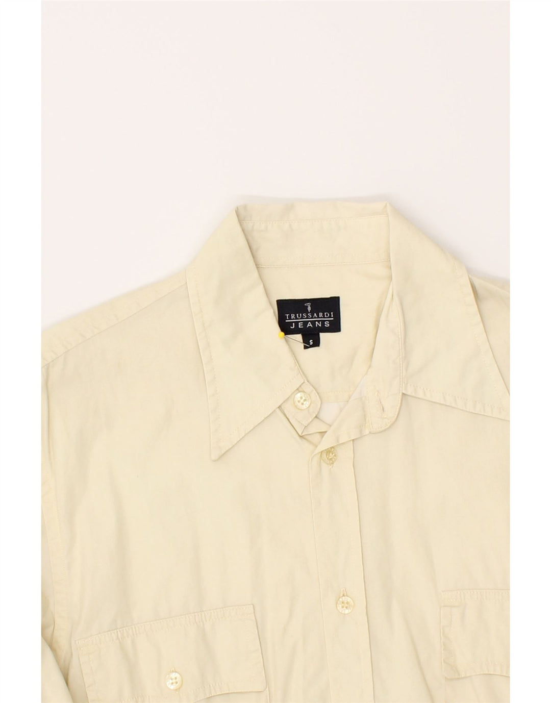 TRUSSARDI JEANS Mens Shirt Small Off White Cotton Vintage Trussardi Jeans and Second-Hand Trussardi Jeans from Messina Hembry 