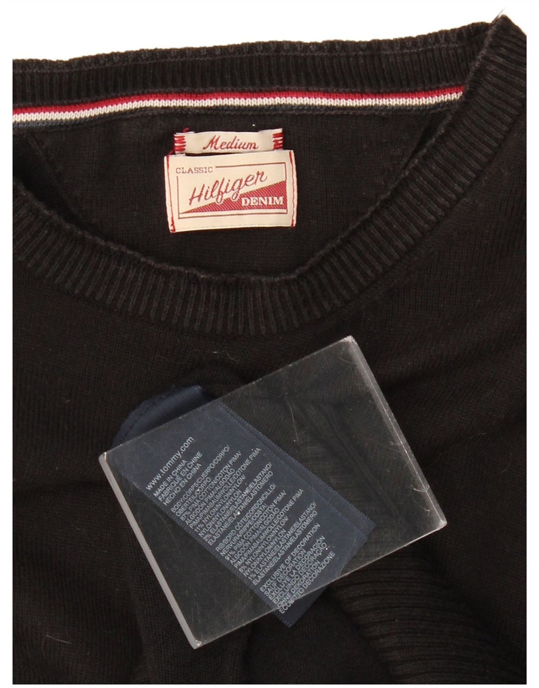 TOMMY HILFIGER Pull Col Bateau Homme Noir Moyen Coton