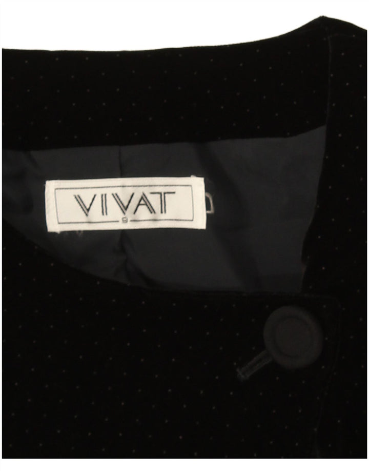 Veste Boléro Femme Vintage UK 14 Moyen Noir Repéré